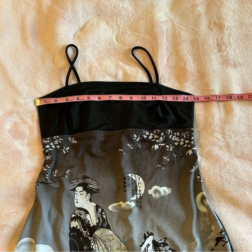 Rampage vintage 90s Y2K spaghetti strap midi dress geisha image size M flawed - Picture 6 of 10